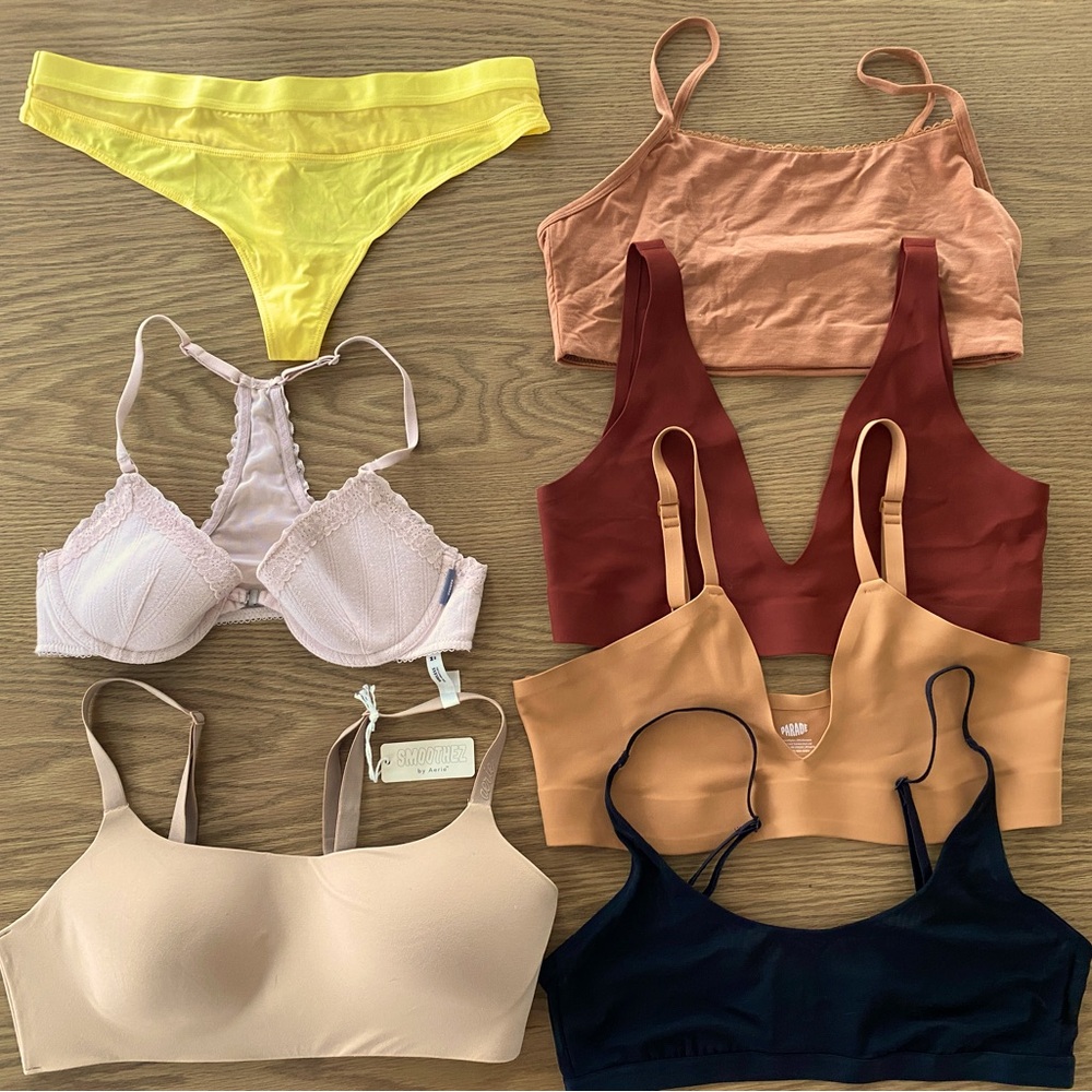 Brand new Parade & Aerie Bra/Bralette Bundle- 6 bras, 1 Thong